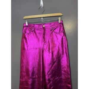 BLANKNYC Pants Womens 26 Pink Metallic Faux Leather Wide Leg Franklin Dress